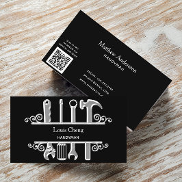 Hemreparationskontrakt för Black silver verktyg QR Visitkort