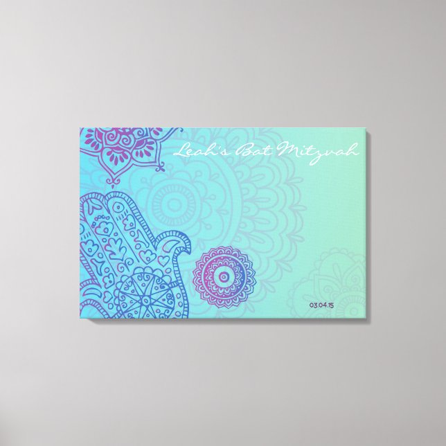 Hemsa Canvas Bat mitzvah inloggningsminnesnämnd (Framsida)