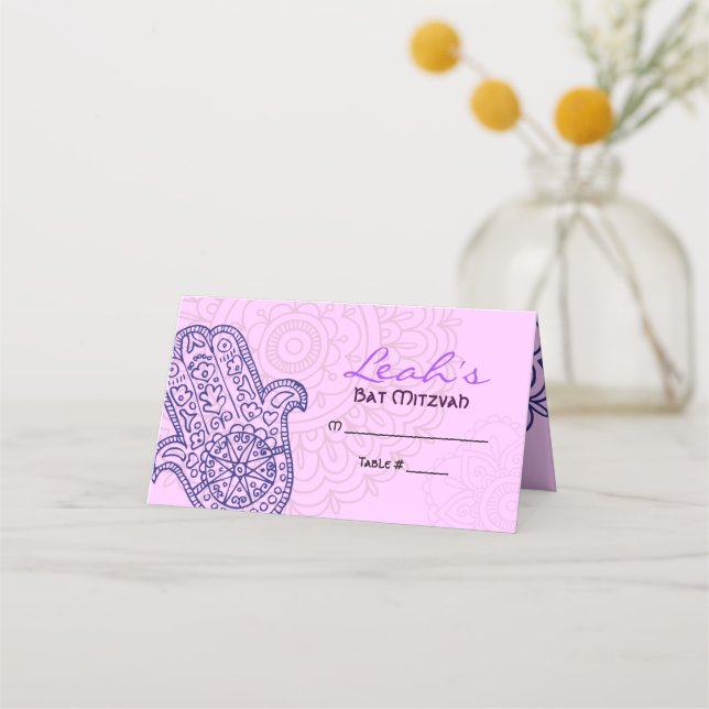 HEMSA HAND AV GOD Bat mitzvah Sittplatskort - Beth Placeringskort (Framsida)