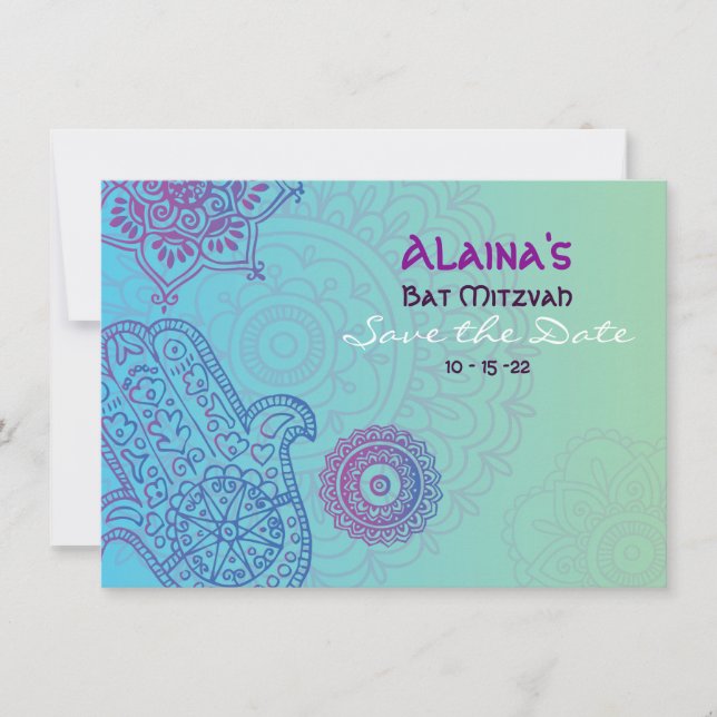 HEMSA HAND - Bat mitzvah inbjudan Spara datum (Framsida)