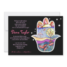 Hemsa Judiska Baby namngivningsinbjudan Hebrew