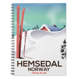 Hemsedal Norge Ski reseaffisch Anteckningsbok Med Spiral