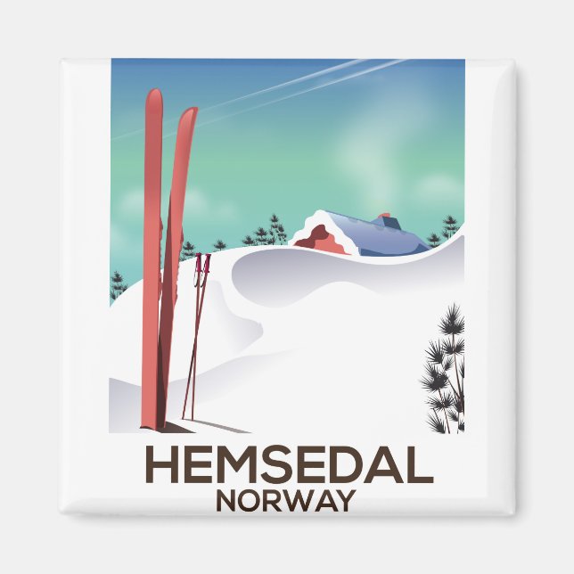 Hemsedal Norge Ski reseaffisch Magnet (Framsidan)