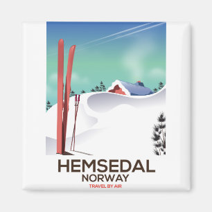 Hemsedal Norge Ski reseaffisch Magnet