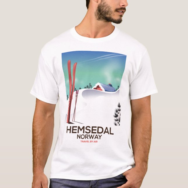 Hemsedal Norge Ski reseaffisch T Shirt (Framsida)