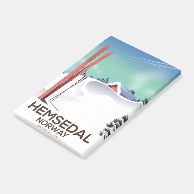 Hemsedal Norge skidresor affisch Post-it Block (Vinklad)