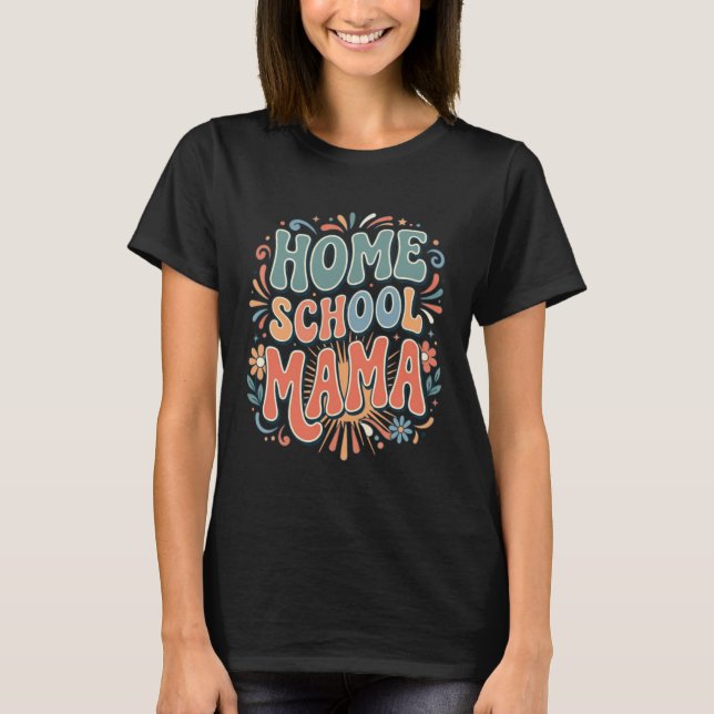 Hemskola Mamma Boho Regnbåge Med Hjärta T Shirt (Framsida)