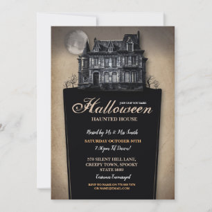 Hemskt hus Halloween fest fasansfull Inbjudan
