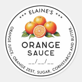 Hemskt orange sås ingredienser konserveringsetiket runt klistermärke