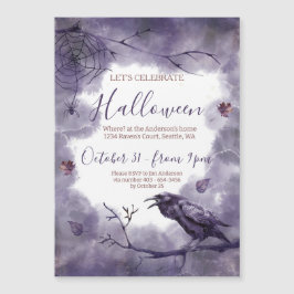 Hemskt vacker Lila Raven Halloween fest Magnetisk Inbjudningskort