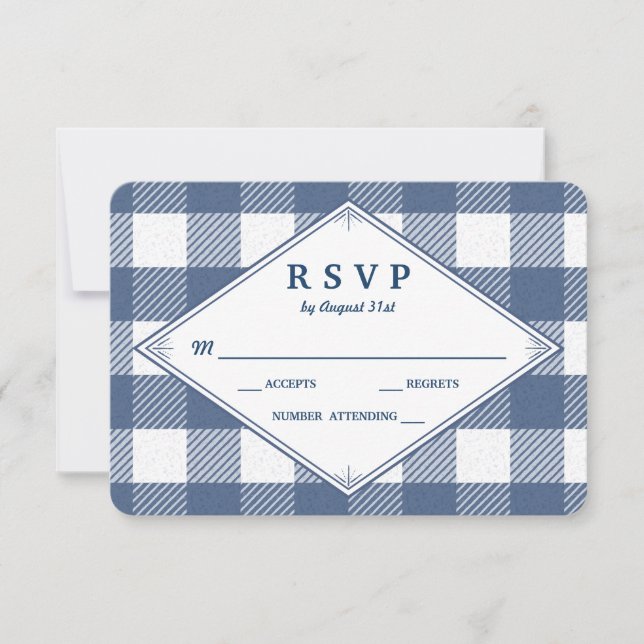 Hemslöjdsrandig bröllops-RSVP-kort OSA Kort (Framsida)