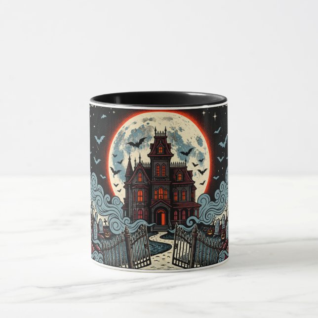 Hemsökt herrgård illustration mugg (Center)