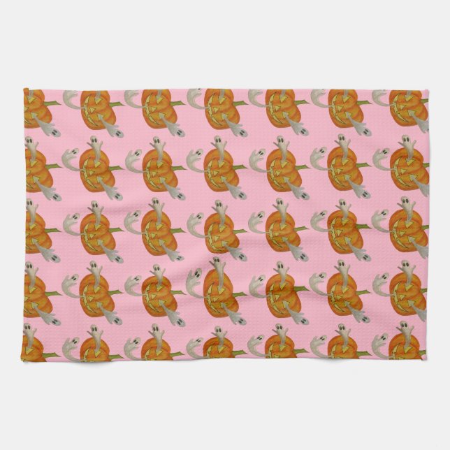 hemsökt jack o lantern kökshandduk (Horisontell)