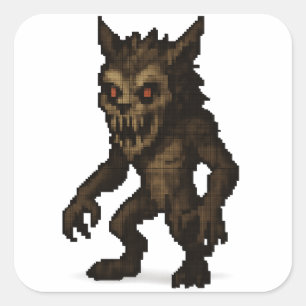 hemsökt varulvsmonsterbildsetikett fyrkantigt klistermärke