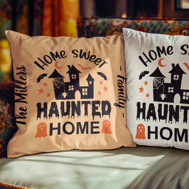 Hemsöt HAUNTED Home 2-färg personlig Kudde (Home Sweet HAUNTED Home 2-colors personalized Throw Pillow)