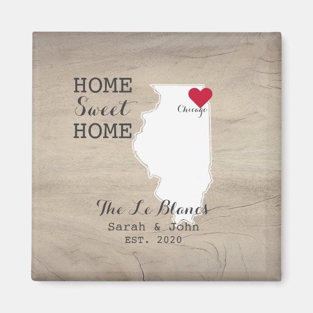 Hemsöt hem | Chicago Illinois Rustic Wood Magnet (Framsidan)