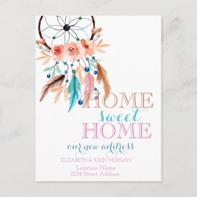 Hemsöt hem,Dream Catcher,Nytt adress Meddelande Vykort (Framsida)