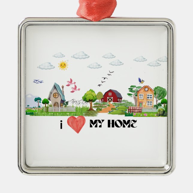 Hemsöt hem julgransprydnad metall (Framsidan)