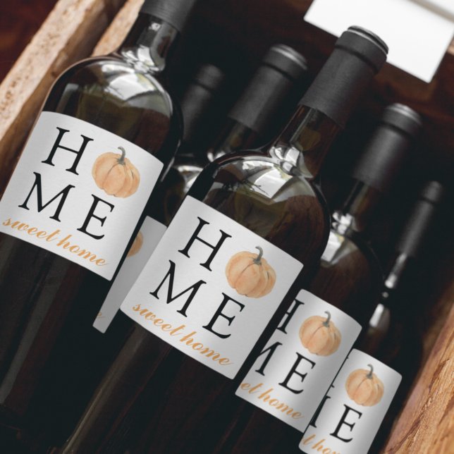 Hemsöt hem | Orange Pumpkin | Flygsäsong Vinflaska Etikett (Skapare uppladdad)