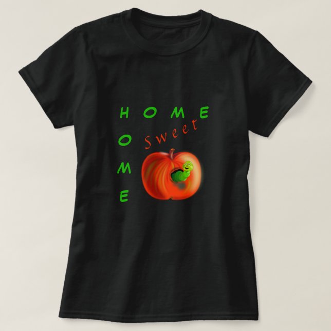Hemsöt hem T-Shirt Lycklig Mask i äpple (Design framsida)