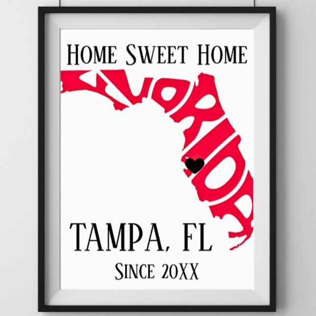 Hemsöt hem Tampa Florida Red State Karta Poster (Skapare uppladdad)
