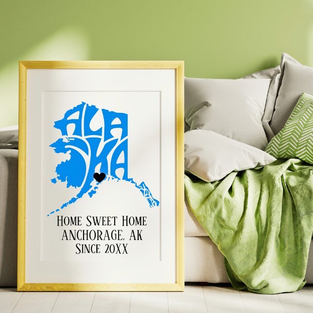 Hemsöt hemlandsankorage Alaska Blue State Karta Poster (Skapare uppladdad)
