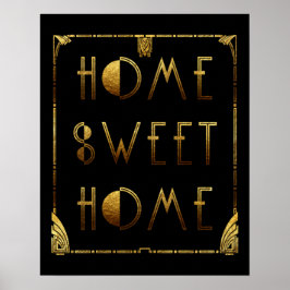 Hemsöt hemmabiotecken Guld Art Deco-tecken Poster