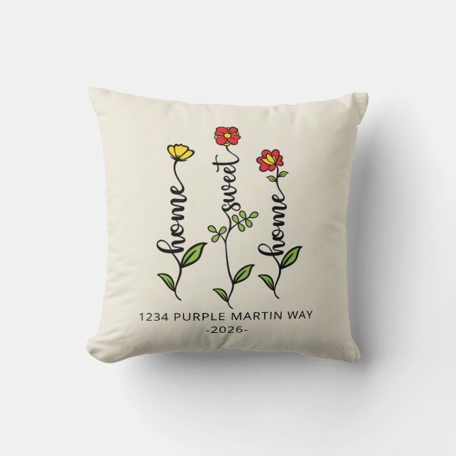 Hemsöt hemmet Nya adress hemmet Kudde (Framsida)