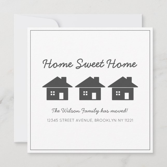 Hemsöt hemmet Vi har flyttat Nya husets Flytta Meddelande (Framsida)