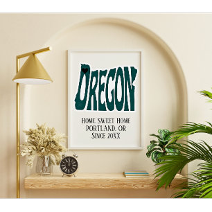 Hemsöt hemporland Oregon Grönt Karta Poster