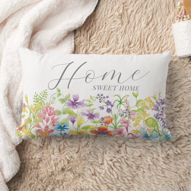 Hemsöt hemvattenfärg Wildblommor Cute Lumbarkudde (Filt)