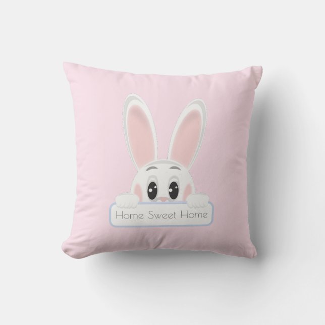 Hemsöt hemvit Bunny på Ljus rosa Kudde (Framsida)