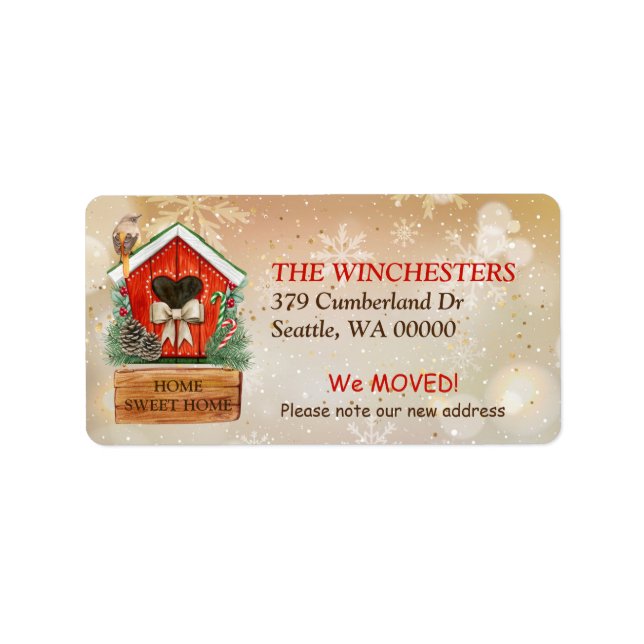 Hemsöt, julafton Birdhouse Adress Adressetikett (Framsidan)
