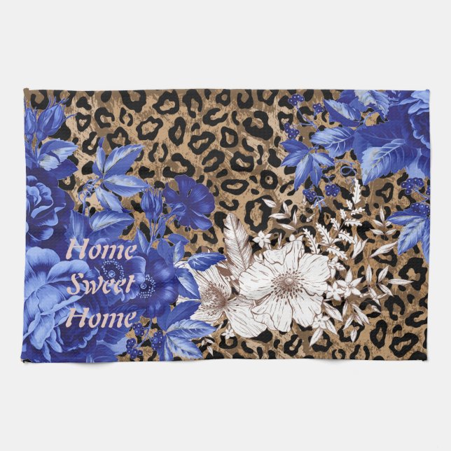 Hemsöt Leopard Blommigt Kitchen Towel Kökshandduk (Horisontell)