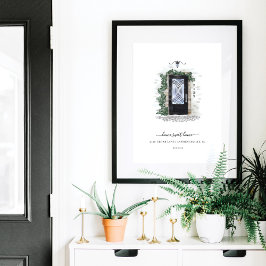 Hemsöt vattenfärgsstene, svart Järn-dörr Poster