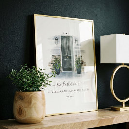 Hemsöt vattensfärgad Grått-dörrstam Poster