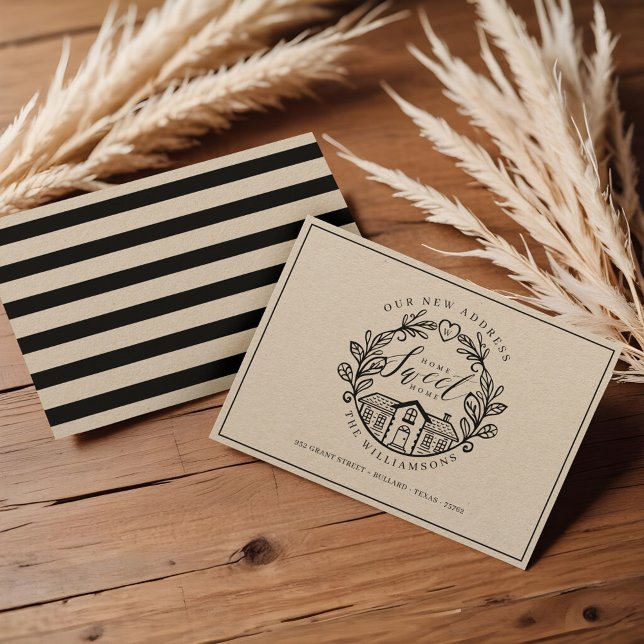 Hemsöt Vi har flyttat Hemma Vapensköld Meddelande (Home Sweet Home We've Moved Home Wreath Crest Announcement)