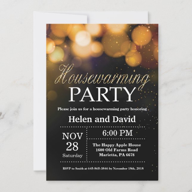 Hemsöta Party Guld Glitter Inbjudningar (Framsida)