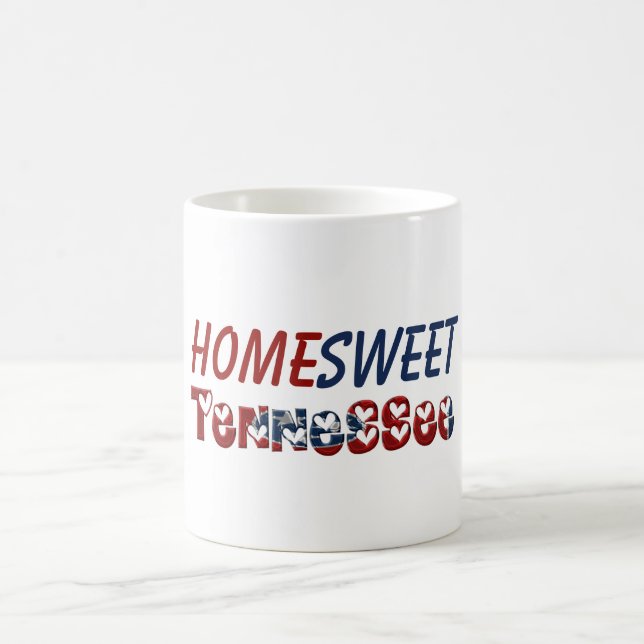 Hemsöta Tennessee Statlig flagga Typography Hearts Kaffemugg (Center)