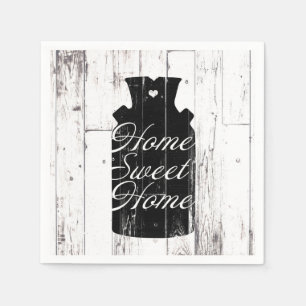 Hemsötning av bondhus White Wood Rustic Mjölk Jug  Pappersservett