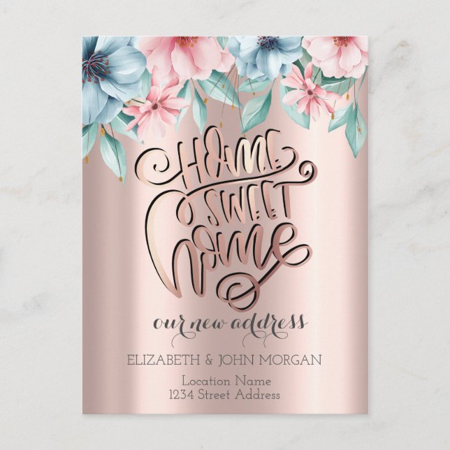 Hemsött hem,Blommor Nya adress Meddelande Vykort (Framsida)