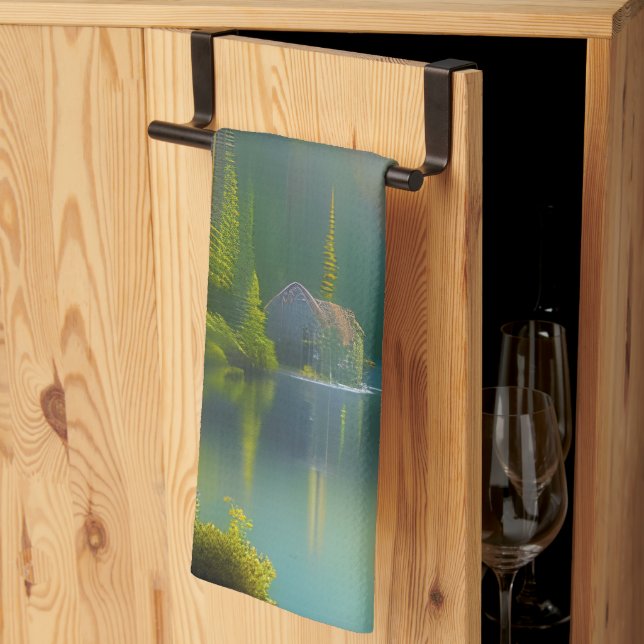 Hemsött hem i skogen kökshandduk (Thirds Fold)