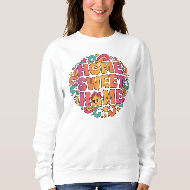 Hemsött hem - Retro Bubble Brev Design T Shirt (Framsida)