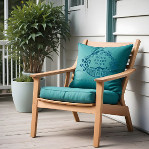 Hemsött hem, utandningsdesign och koordinater blå kudde