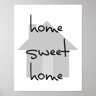 hemsött, modern svart vit grått enkel poster