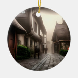 Hemstad Hobbiton på en Foggy Day Julgransprydnad Keramik