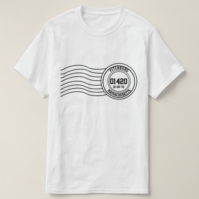 Hemstadfödelsedagen poststämplar din text t-shirt (Design framsida)