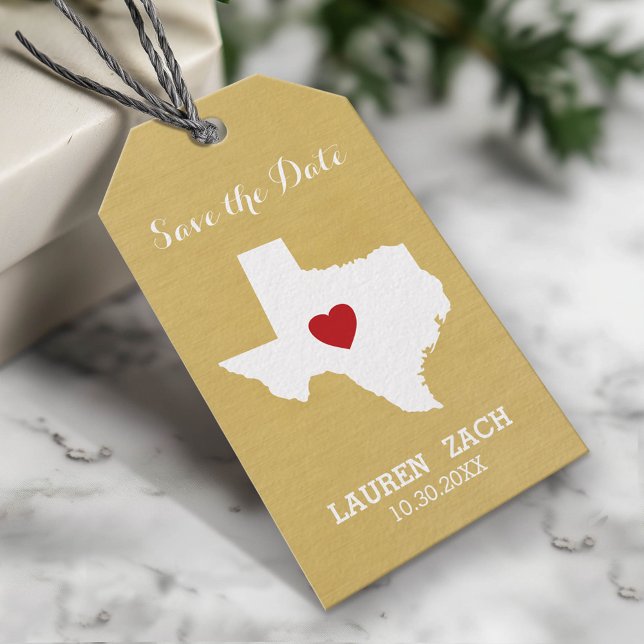 Hemstat Bröllop Spara datum Texas Presentetikett (Custom Gift Tag)