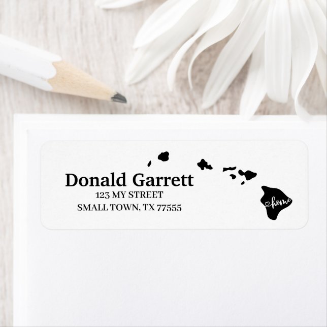 Hemstat kontur Heart Hawaii Adress Returadress Etikett (Insitu)