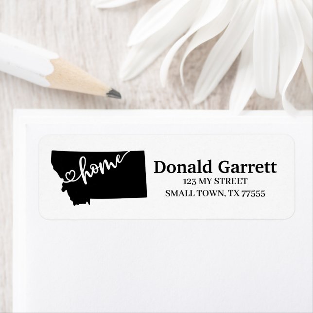 Hemstat kontur Heart Montana Adress Returadress Etikett (Insitu)